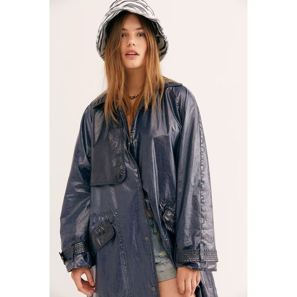 Free People x We The Free Trinity High Shine Trench Coat - Picture 2 of 6